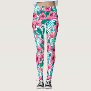 Blätter aus Hibiskus und Palme Leggings