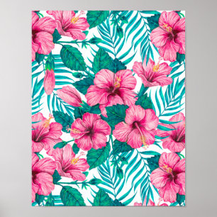 Blätter aus Hibiskus und Palme Poster