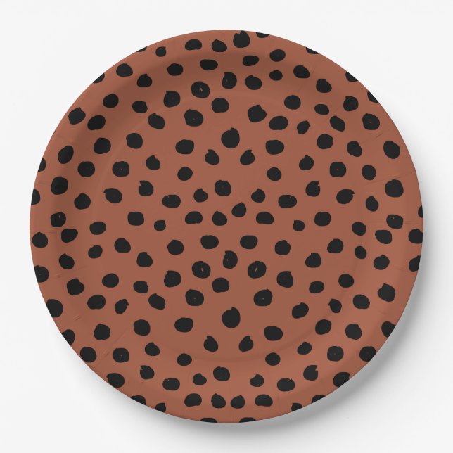 Blätter aus Leopard Rost Terracotta Cheetah Spots Pappteller (Vorderseite)