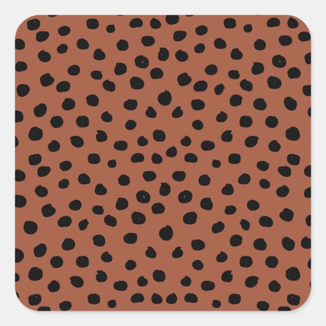 Blätter aus Leopard Rost Terracotta Cheetah Spots Quadratischer Aufkleber (Vorderseite)