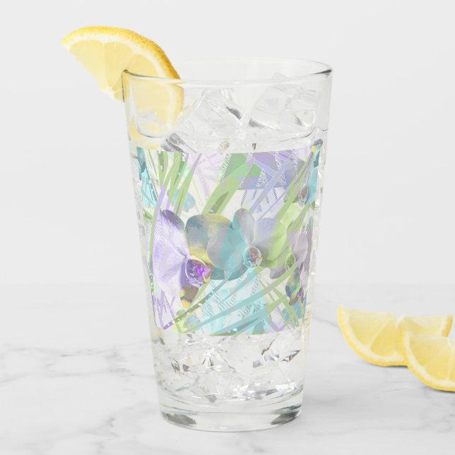 Blätter aus Orchideen und Palmen, tropisch Glas (Vorderseite Ice)