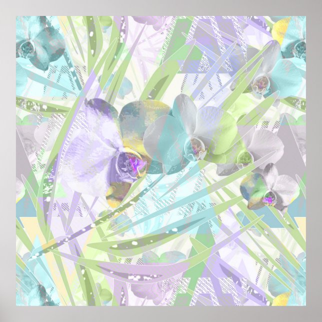 Blätter aus Orchideen und Palmen, tropisch Poster (Vorne)