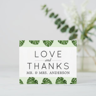 Blätter aus Palm, Grüne Blätter, Tropische, Hochze Postkarte