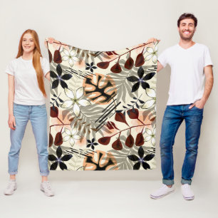 Blätter aus Palmen und Monstera, tropisch Fleecedecke