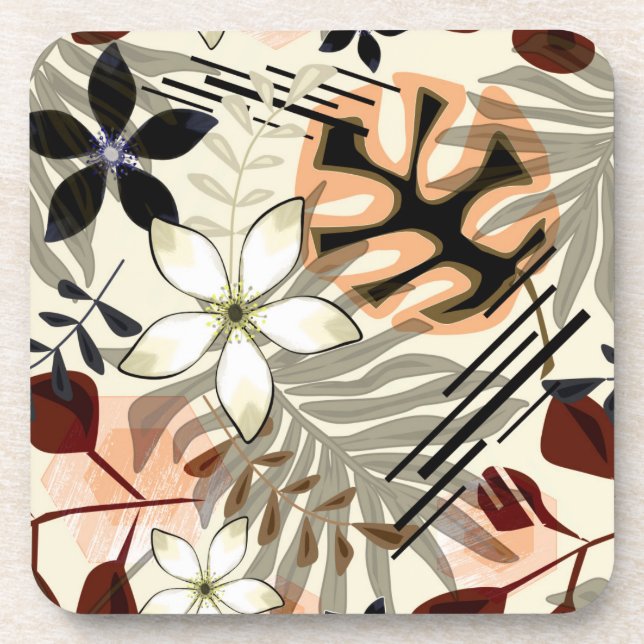 Blätter aus Palmen und Monstera, tropisch Getränkeuntersetzer (Vorderseite)