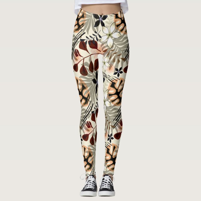 Blätter aus Palmen und Monstera, tropisch Leggings (Vorderseite)
