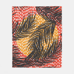 Blätter aus schwarzen Palmen, nahtlose Striche Fleecedecke