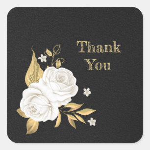 Blätter aus weißer Blume Quadratischer Aufkleber