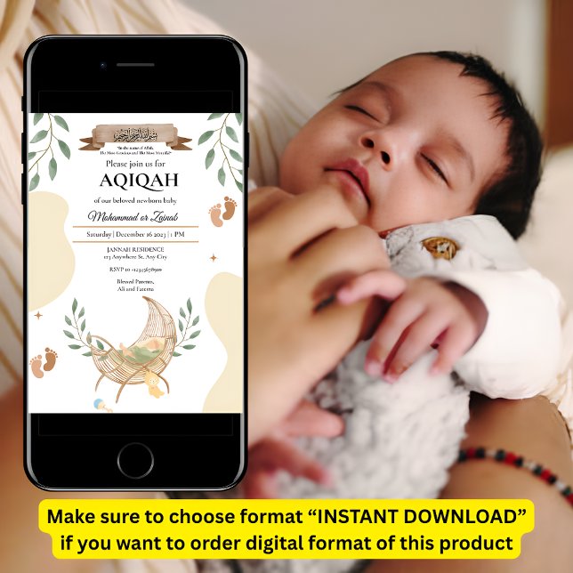 Blätter Autumn Cradle Unisex Baby Aqiqah Muslim Einladung (Von Creator hochgeladen)