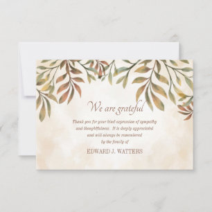 Blätter Beileid Vielen Dank Karte