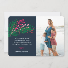 Blätter & Berries Fotokarte Feiertagskarte