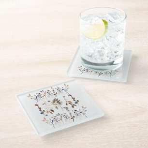 Blätter Berries Weißer Traumsee Glasuntersetzer