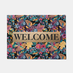 Blätter Berry Watercolor Monogram für Mixed Fall F Fußmatte