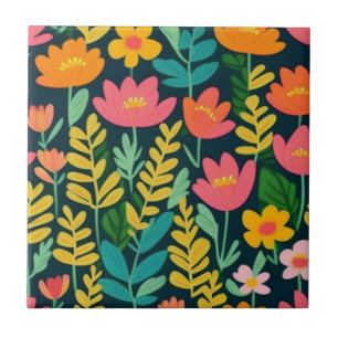 Blätter Blume farbenfrohe Gestaltung Fliese