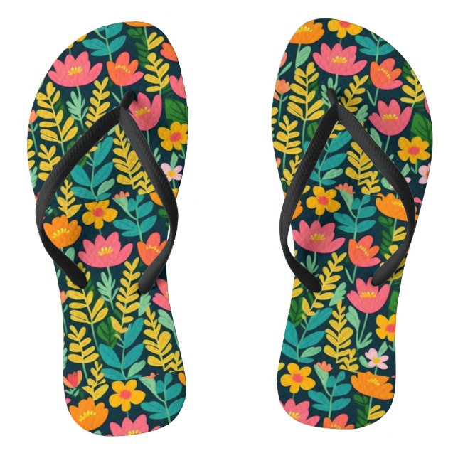 Blätter Blume farbenfrohe Gestaltung Flip Flops (Fußbett)