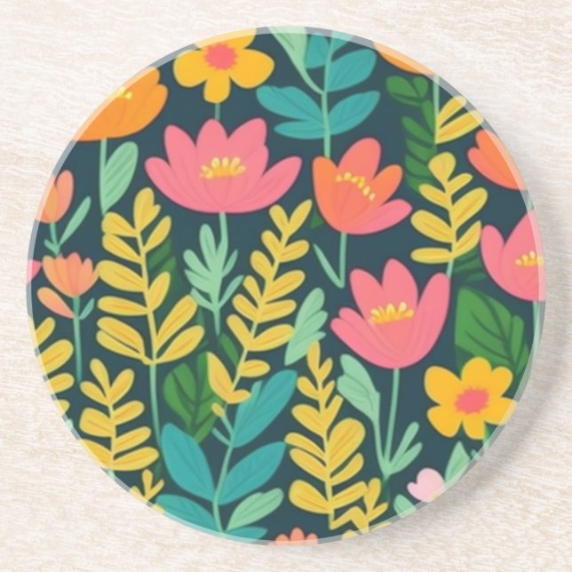 Blätter Blume farbenfrohe Gestaltung Getränkeuntersetzer (Vorne)