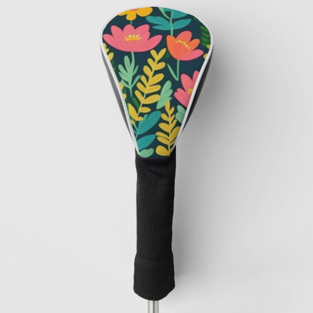 Blätter Blume farbenfrohe Gestaltung Golf Headcover (Vorderseite)