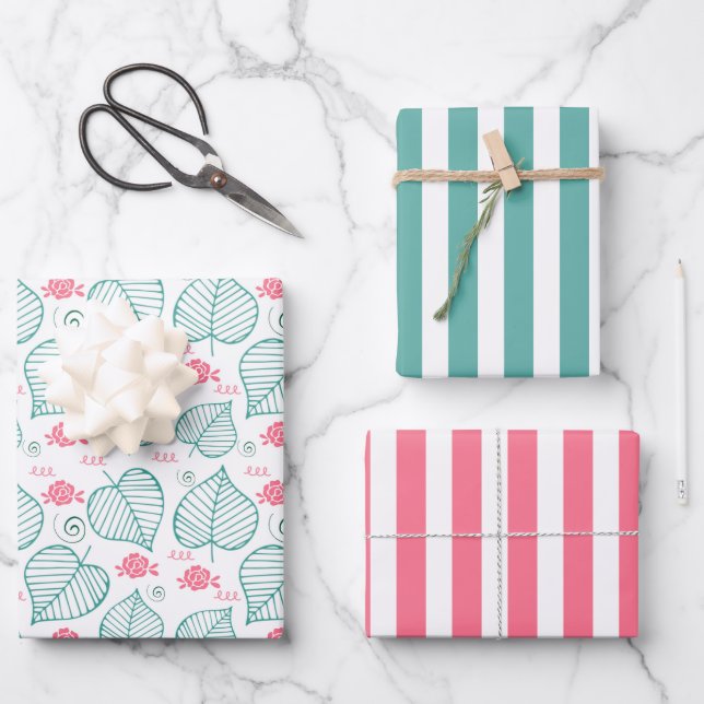 Blätter, Blume und Wirbel, die Papier Set verpacke (Vorderseite)