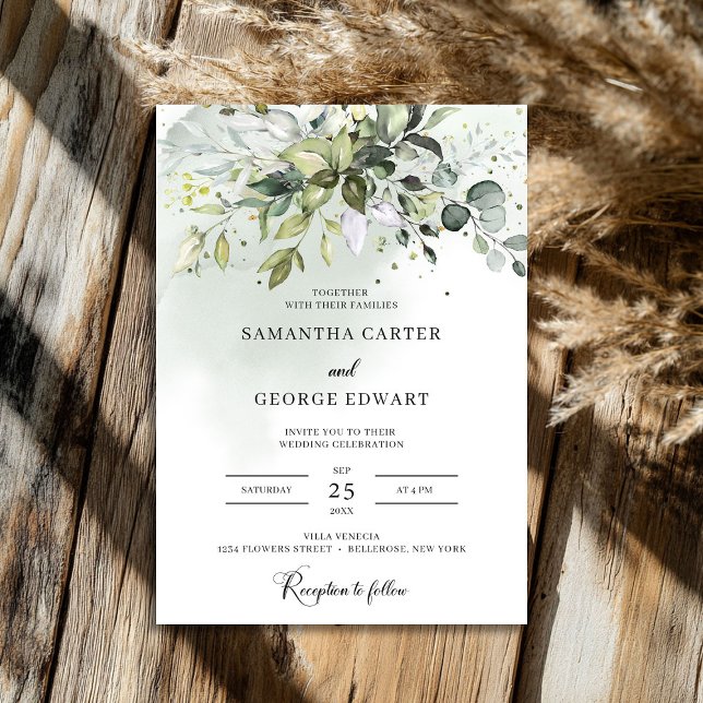 Blätter boho eucalyptus personalzied einladung (Greenery leaves boho eucalyptus personalized invitation)