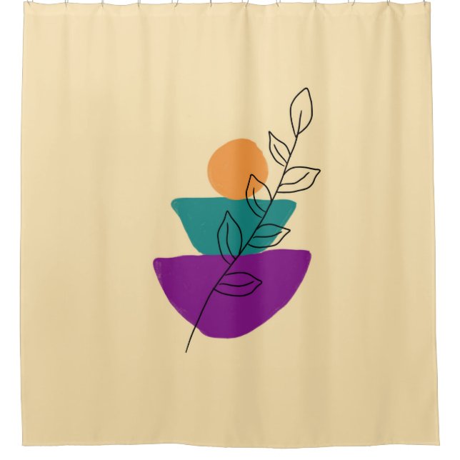 Blätter Boho-Illustration Duschvorhang (Vorderseite)