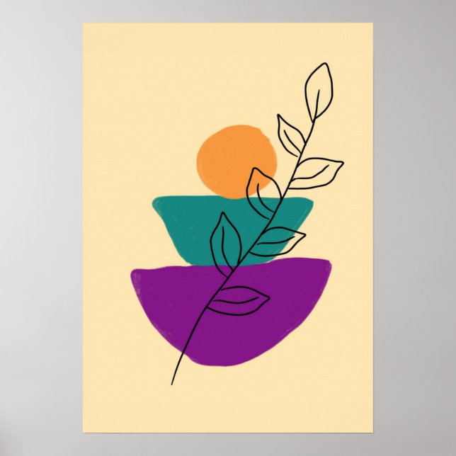 Blätter Boho-Illustration Poster (Vorne)