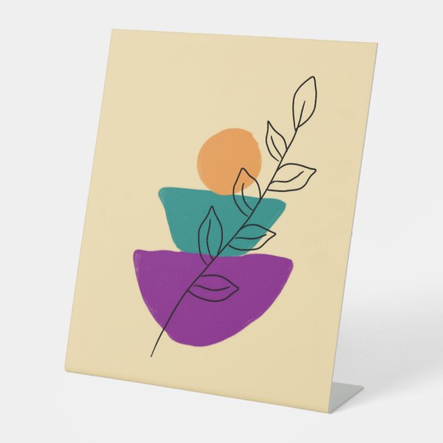 Blätter Boho-Illustration Sockelschild (Vorderseite)