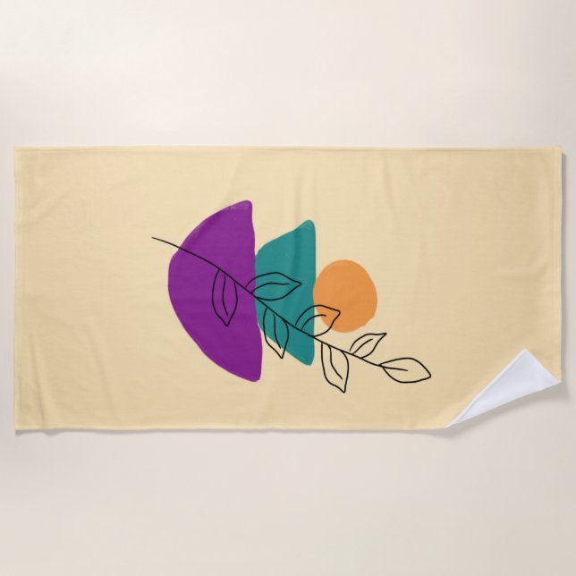 Blätter Boho-Illustration Strandtuch (Vorderseite)