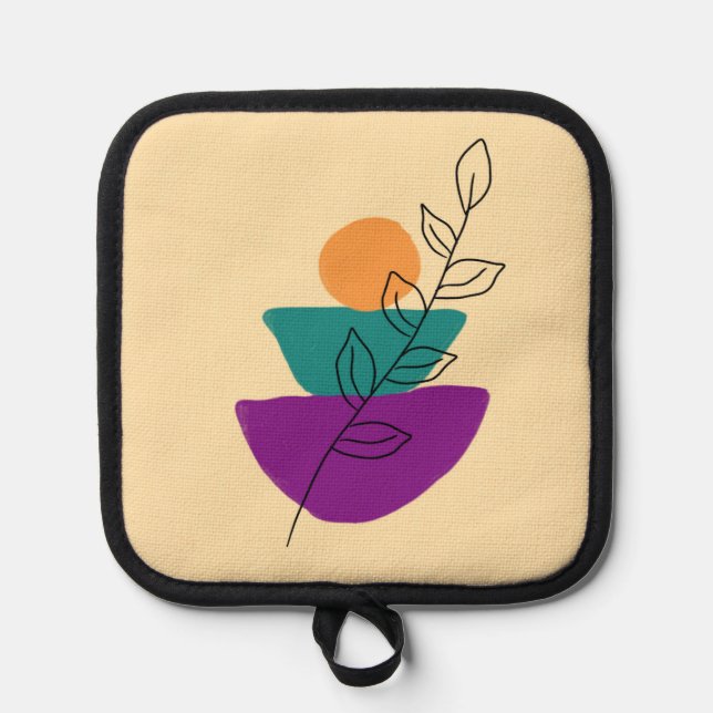 Blätter Boho-Illustration Topflappen (Vorderseite)