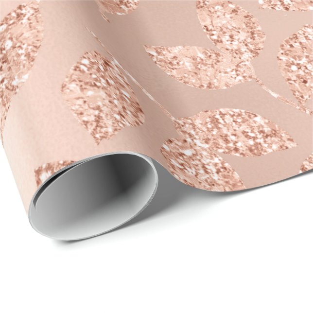 Blätter Botanische Rose Gold Glam Kupfer Geschenkpapier (Rolleneckpunkt)