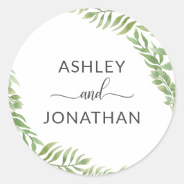 Blätter Botanischer Kranz Hochzeitssalons White La Runder Aufkleber