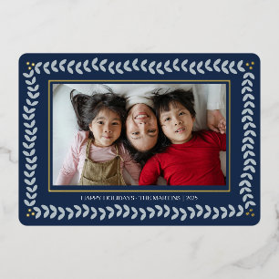 Blätter botanischer Rahmen Weihnachtsfolie Folien Feiertagskarte