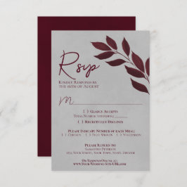 Blätter Burgund & Gray Wasserfarbenhochzeit RSVP Karte