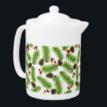 Blätter, Cones & Berries<br><div class="desc">Moderne Blätter aus grüner Pine, Pinecones und roten Beeren auf Weiß. Ideal für die Weihnachtszeit!</div>