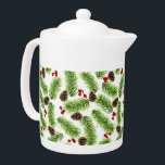 Blätter, Cones & Berries<br><div class="desc">Moderne Blätter aus grüner Pine,  Pinecones und roten Beeren auf Weiß. Ideal für die Weihnachtszeit!</div>
