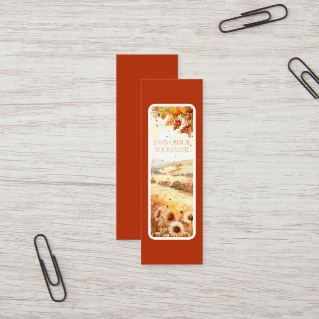 Blätter Crunch Books Rustle - Lesezeichen Card Mini Visitenkarte (Vorderseite/Rückseite Beispiel)