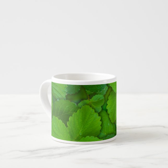 Blätter der Heiligen Basil Tulsi Grüne Münze Espressotasse (Vorderseite Links)