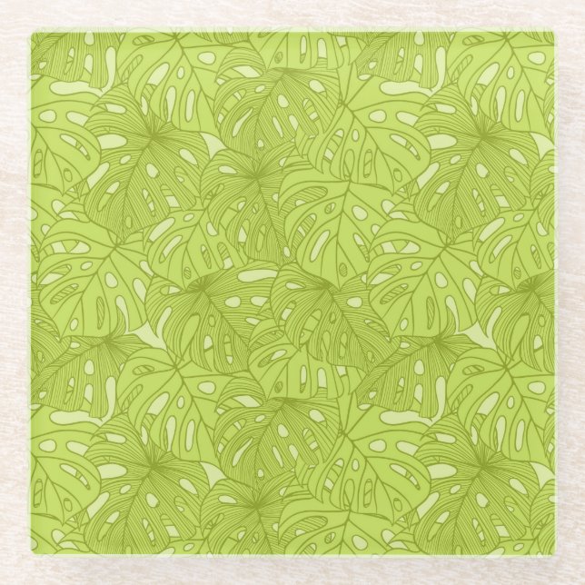 Blätter der Palme Glasuntersetzer (Vorderseite)