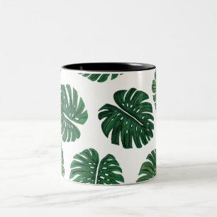 Blätter der Schweizer Pflanze Tropical Hand Painte Zweifarbige Tasse