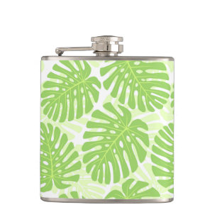 Blätter der tropischen Pflanze - Monstera Muster Flachmann