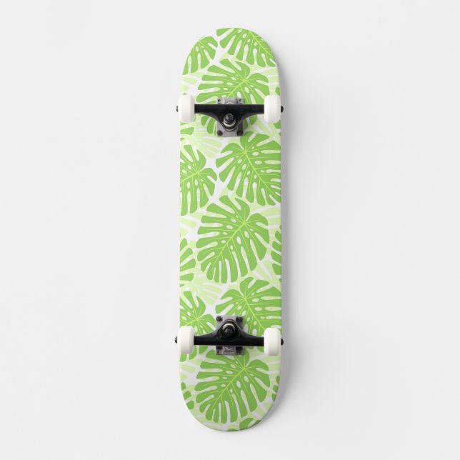 Blätter der tropischen Pflanze - Monstera Muster Skateboard (Vorderseite)