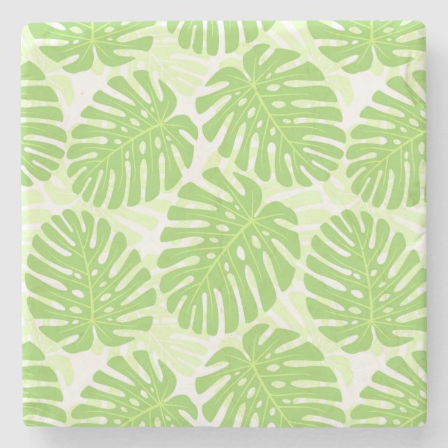 Blätter der tropischen Pflanze - Monstera-Muster Steinuntersetzer (Vorderseite)