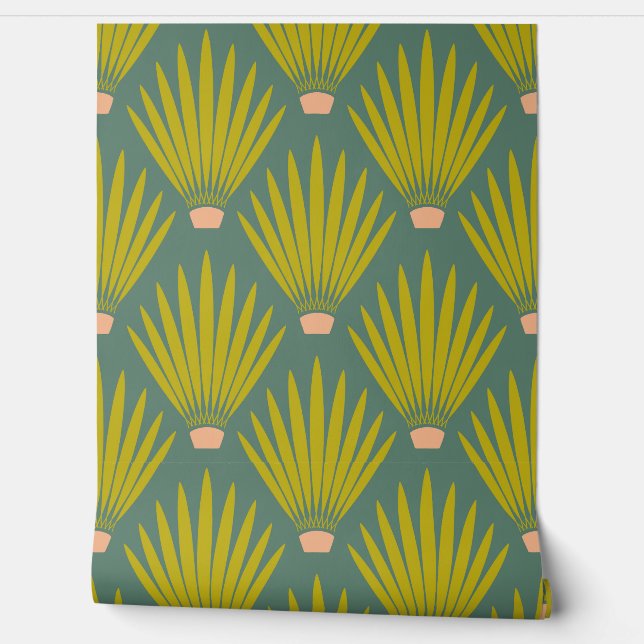 Blätter der Wüstenkaktus von Südwest-Boho - Alter Tapete (Abrollen)