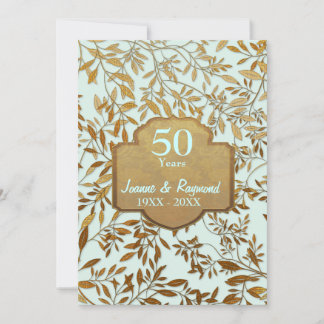 Blätter des 50. Geburtstages von Gold Einladung