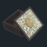 Blätter des 50. Geburtstages von Gold Schachtel<br><div class="desc">Schönes 50. Goldenes Hochzeitsszenario auf pastellfarbenem Aqua-Hintergrund mit einem Overlay aus goldenen Blätter. Passend zu goldenem Banner und benutzerdefinierten Textbereichen, die für Sie personalisiert werden können. Sie können den Hintergrund in Weiß oder eine andere Farbe ändern, indem Sie auf den Link Anpassen klicken. Dieses Design ist auf anderen Artikeln in...</div>