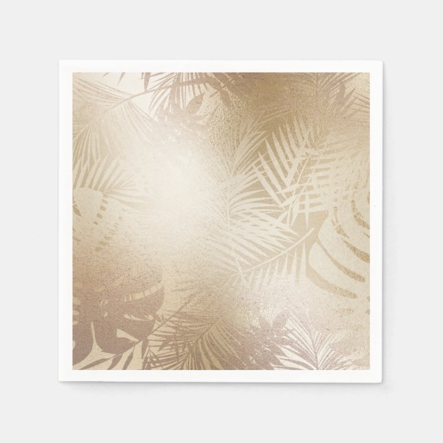 Blätter des Golden Shine Botanical Tropical Palm T Serviette (Vorderseite)