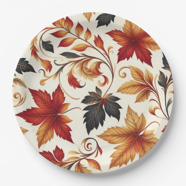 Blätter des Herbstes Pappteller (Vorderseite)
