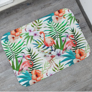 Blätter des tropischen Paradieses Flamingo Blume Badematte