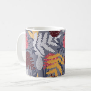 Blätter des Waldes Muster Blaue Fall Natur Kaffeetasse