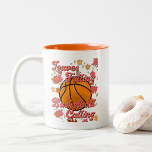 Blätter, die Basketball fallen und Retro-Fall rufe Zweifarbige Tasse