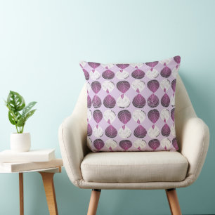 Blätter Eggplant White Lilac Kissen